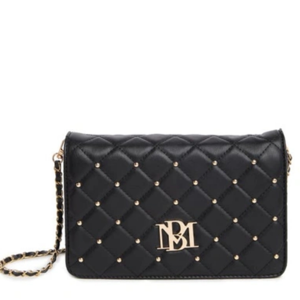 BADGLEY MISCHKA Large Quilted Crossbody w Nail Head Studs NWT